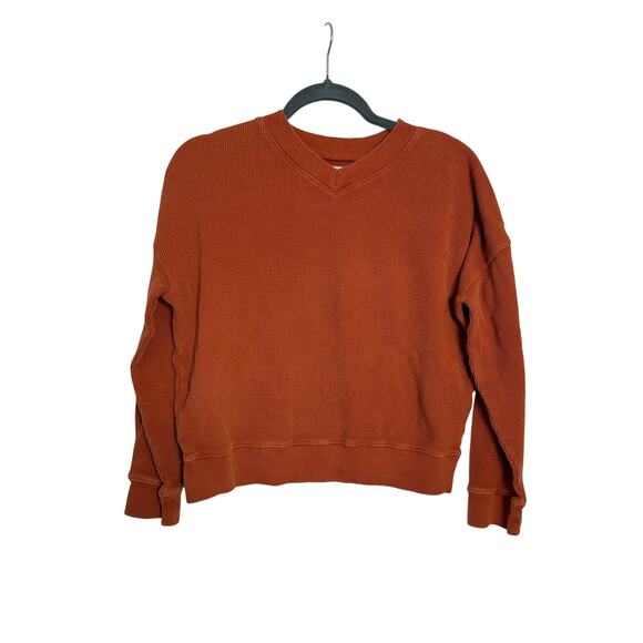 Madewell Thermal Shirt Women's Medium Rust Orange Long Sleeve - Picture 5 of 6
